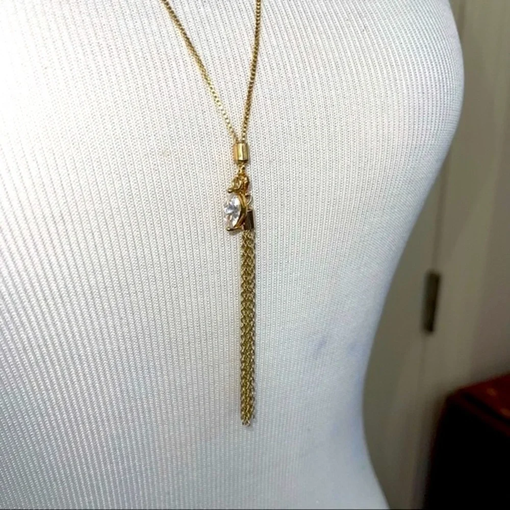 Ettika REVOLVE Gold Tone Tassel Necklace Crystal Charm